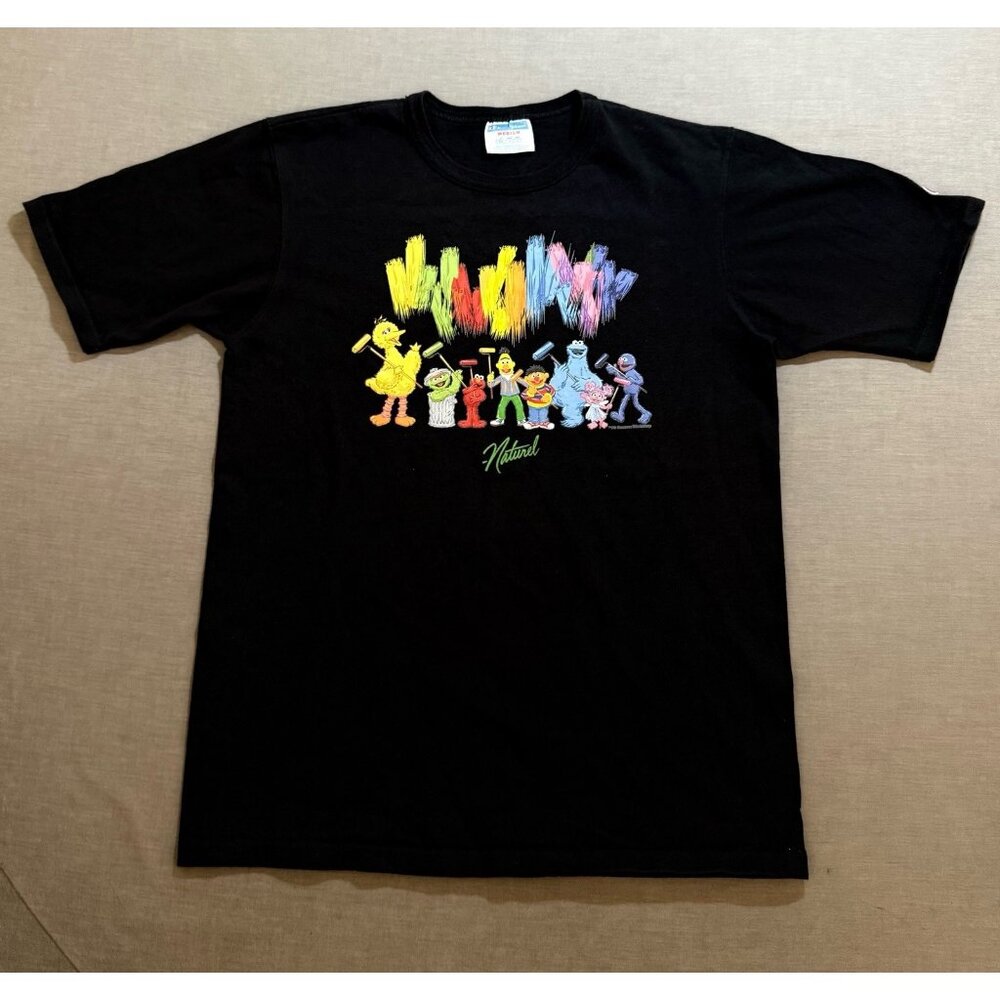 Sesame Street x Champion Natural Shirt Mens M Black Graphic Short Sleeve Tee.‎